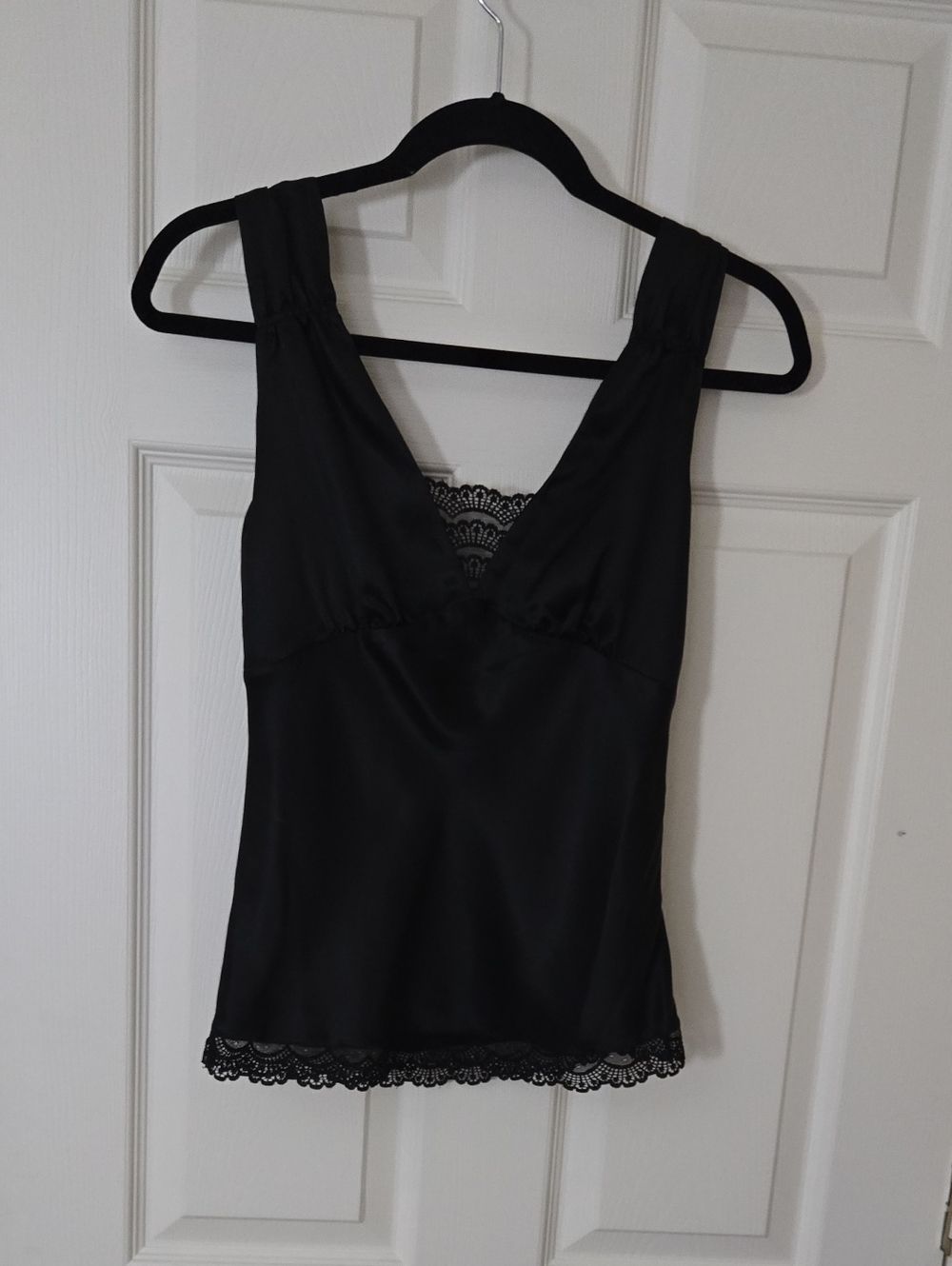Kenneth Cole New York Black Satin Camisole with Lace Trim